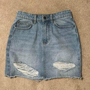 Ripped Denim Mini Skirt